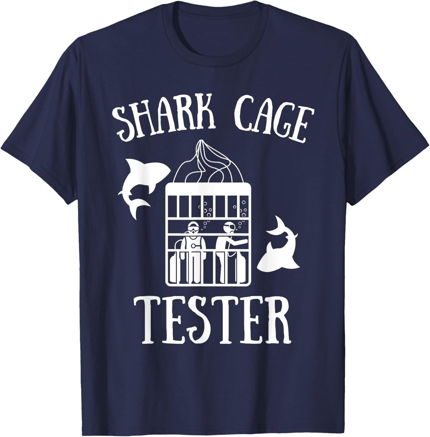 Wheelchair Handicap Humor Handicapped Shark Cage Tester T-Shirt - T-Shirt | Navy