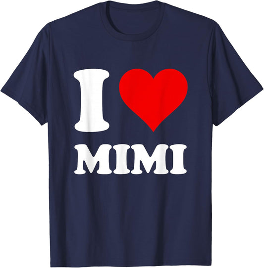 Red Heart I Love Mimi T-Shirt - T-Shirt | Navy