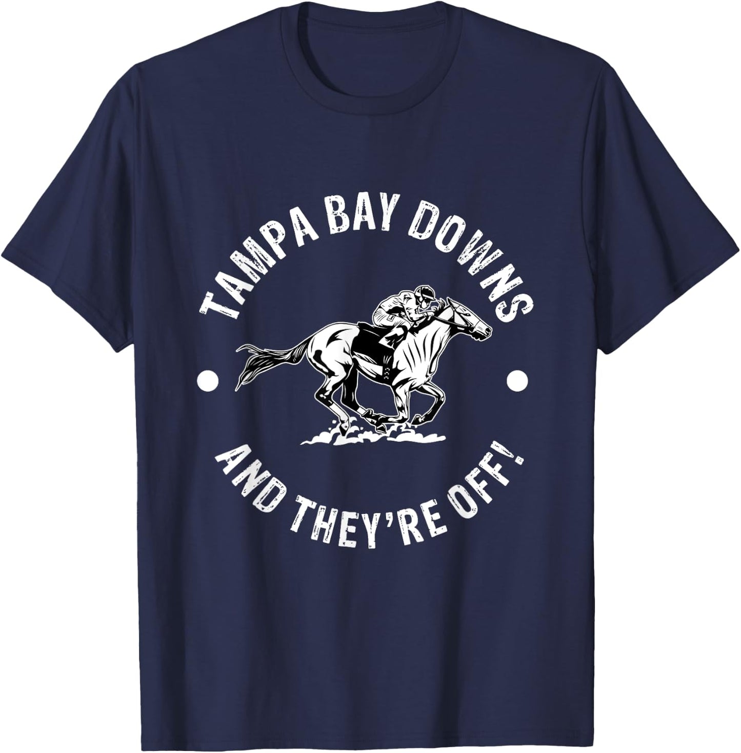 Tampa Bay Downs Racetrack Horse Race Fan Equestrian FL Derby T-Shirt - T-Shirt | Navy