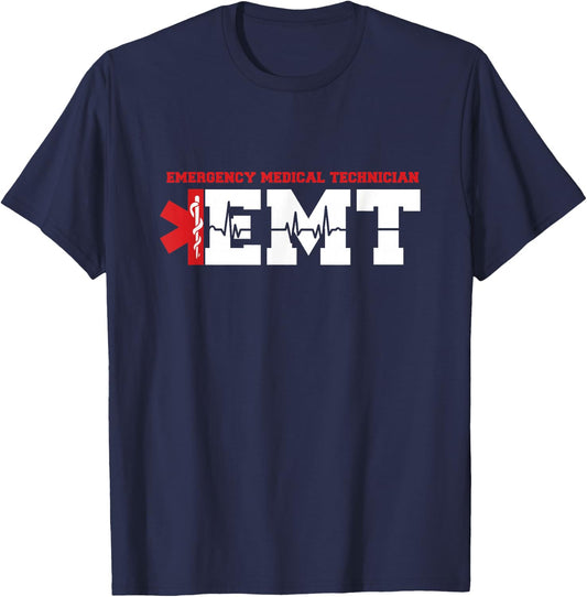 Emergency Service Heartbeat Paramedic Medicine Gift T-Shirt - T-Shirt | Navy