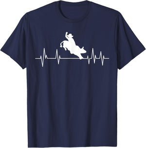 Bull Riding Heartbeat Cowboy Bull Rider Rodeo Sport T-Shirt - T-Shirt | Navy