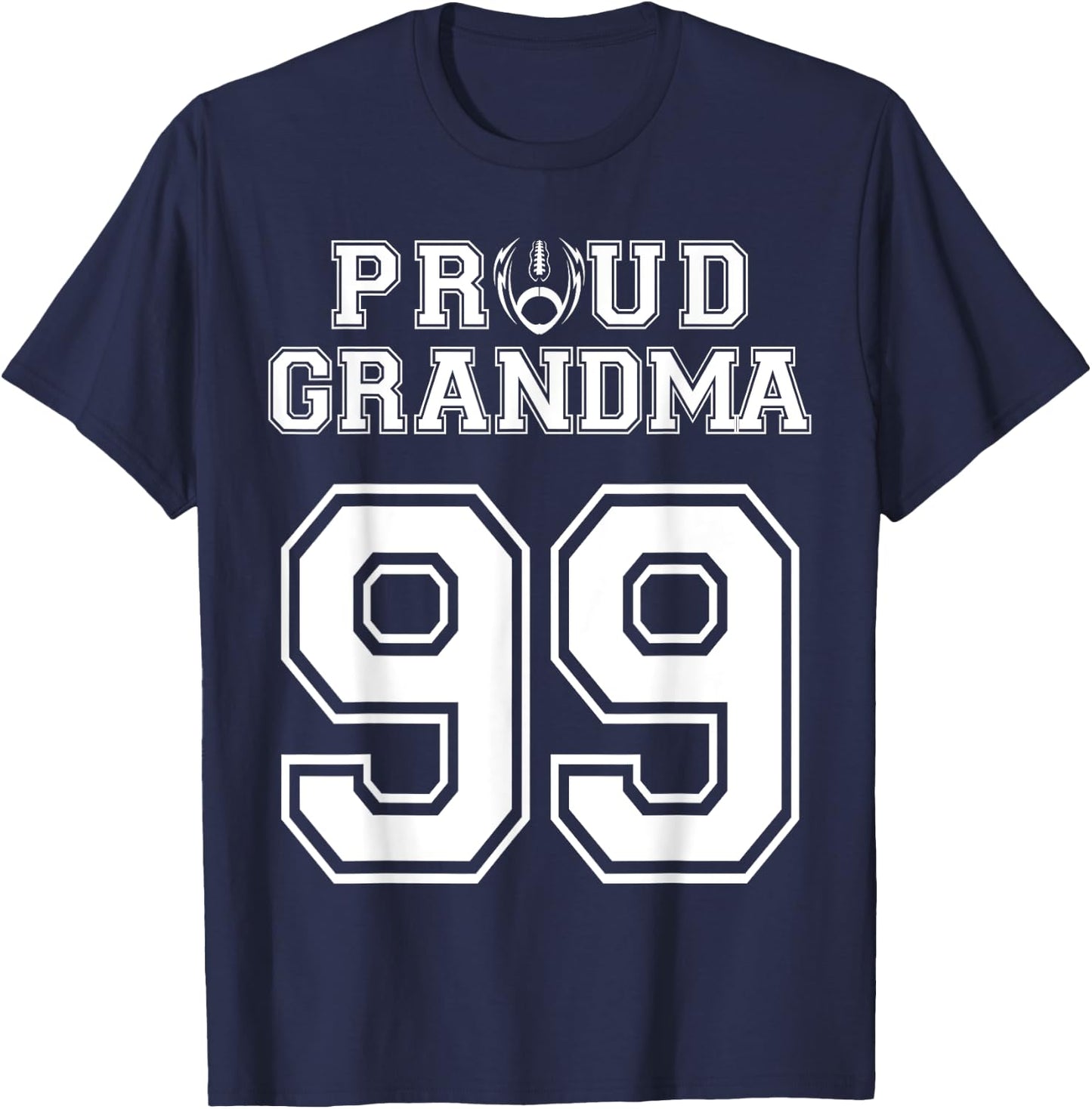 Custom Proud Football Grandma Number 99 Personalized Women T-Shirt - T-Shirt | Navy