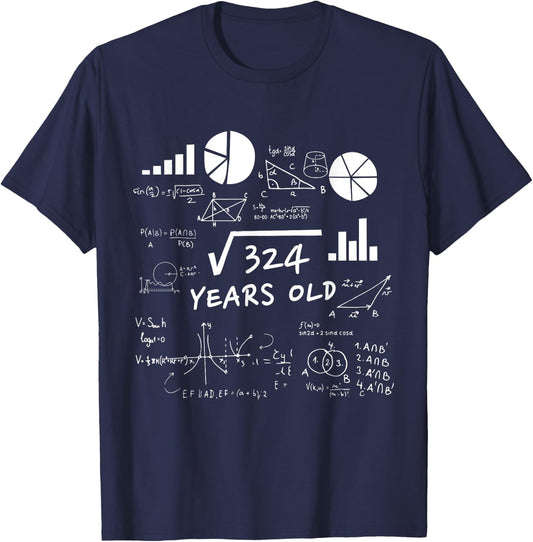 Square Root 18 Year Old Gift Funny Teacher 18th Birthday T-Shirt - T-Shirt | Navy