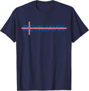 Iceland Flag Travel Holiday Scandinavia Pride Reykjavik T-Shirt - T-Shirt | Navy