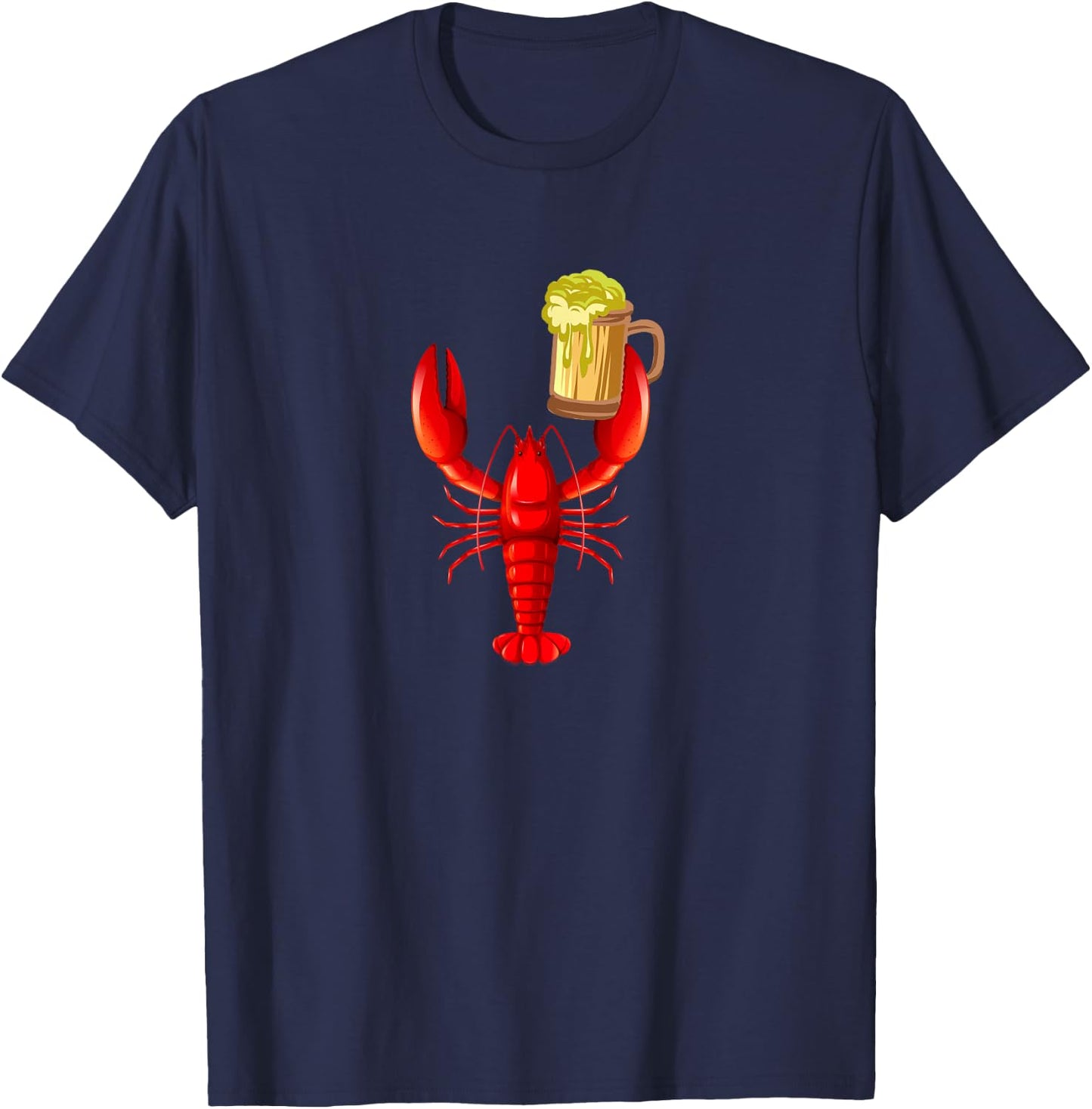 Funny Beer Drinking Lobster Beer Lover Drinker Gift T-Shirt - T-Shirt | Navy