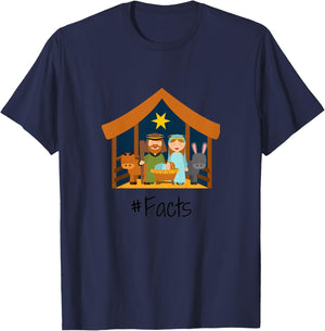 Kids Christmas Nativity Scene Manger Baby Jesus Mary Christian T-Shirt - T-Shirt | Navy