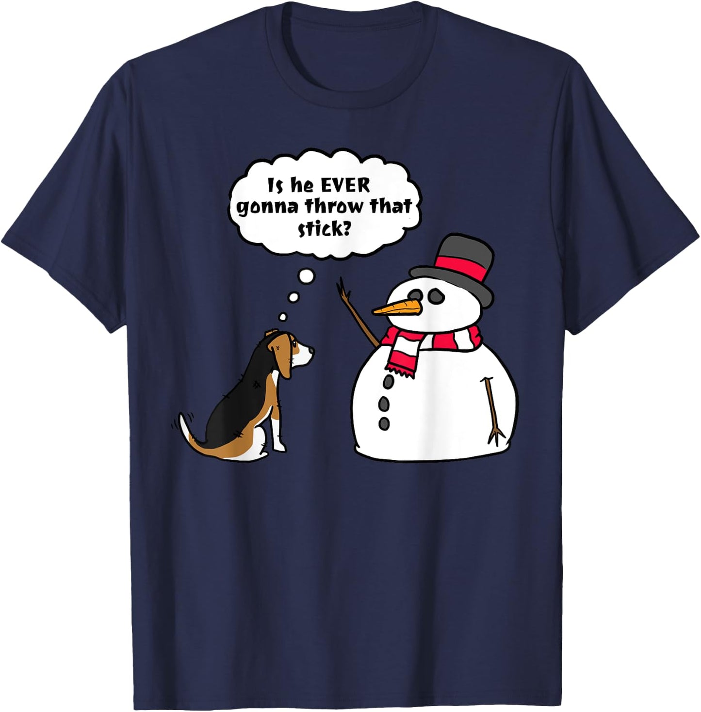 Beagle Snowman Christmas Dog Shirt T-Shirt - T-Shirt | Navy