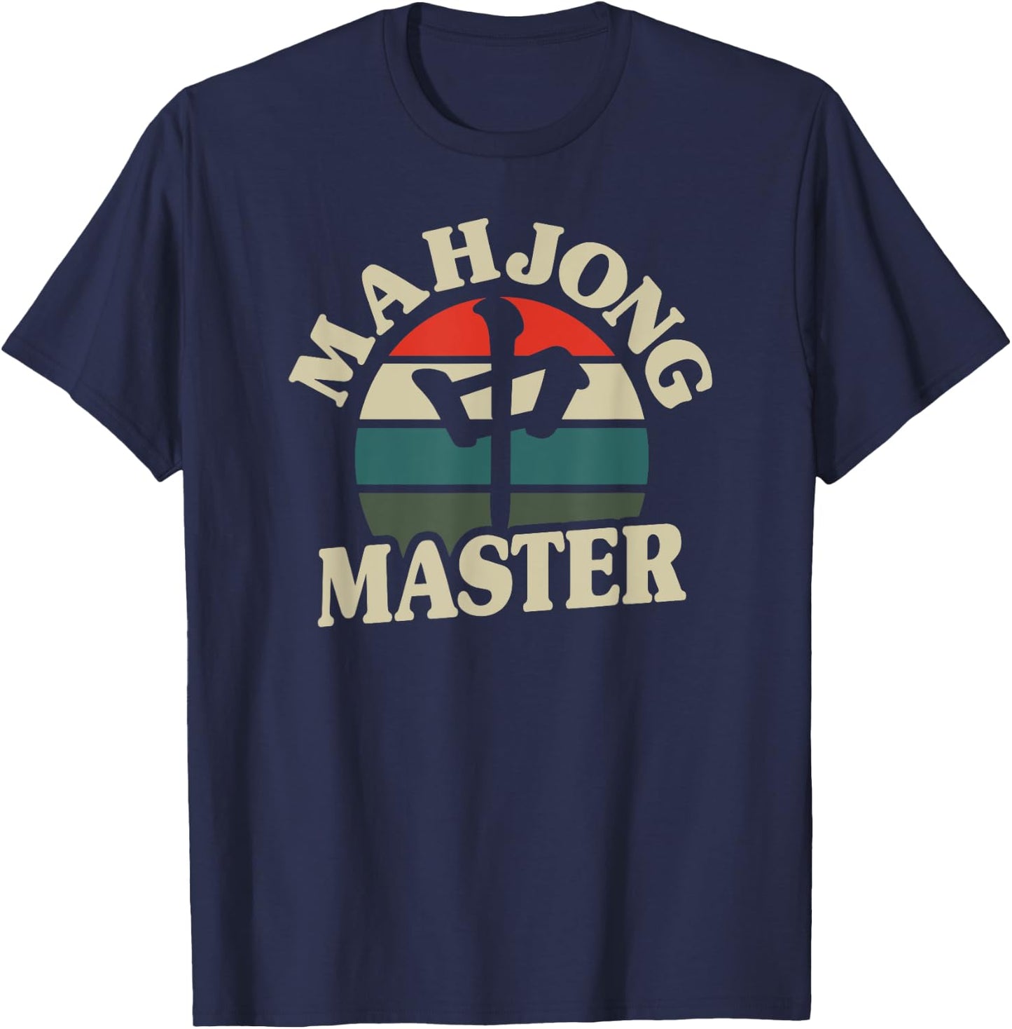 Mahjong Master Dragon Tile Majong Game Player Vintage Sunset T-Shirt - T-Shirt | Navy
