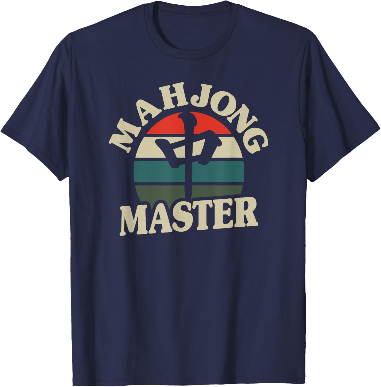 Mahjong Master Dragon Tile Majong Game Player Vintage Sunset T-Shirt - T-Shirt | Navy