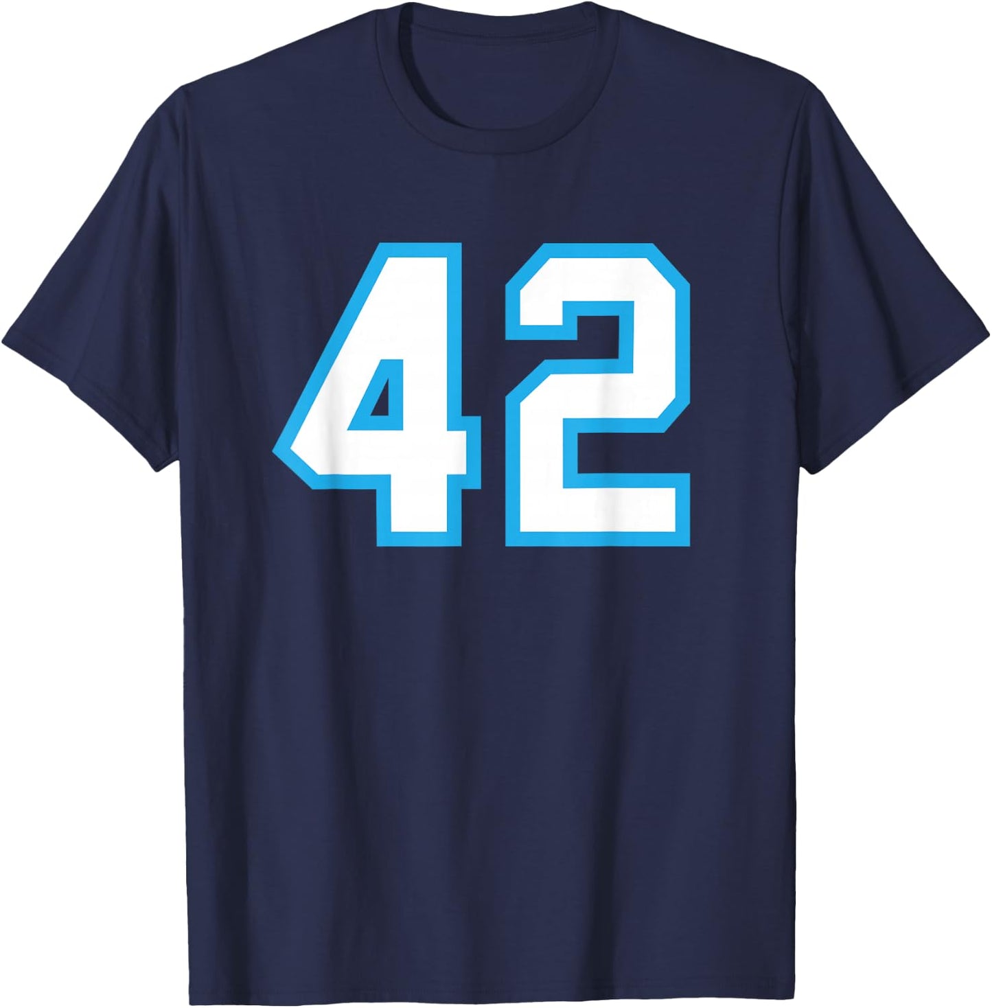 Number #42 White Blue Number T-Shirt - T-Shirt | Navy