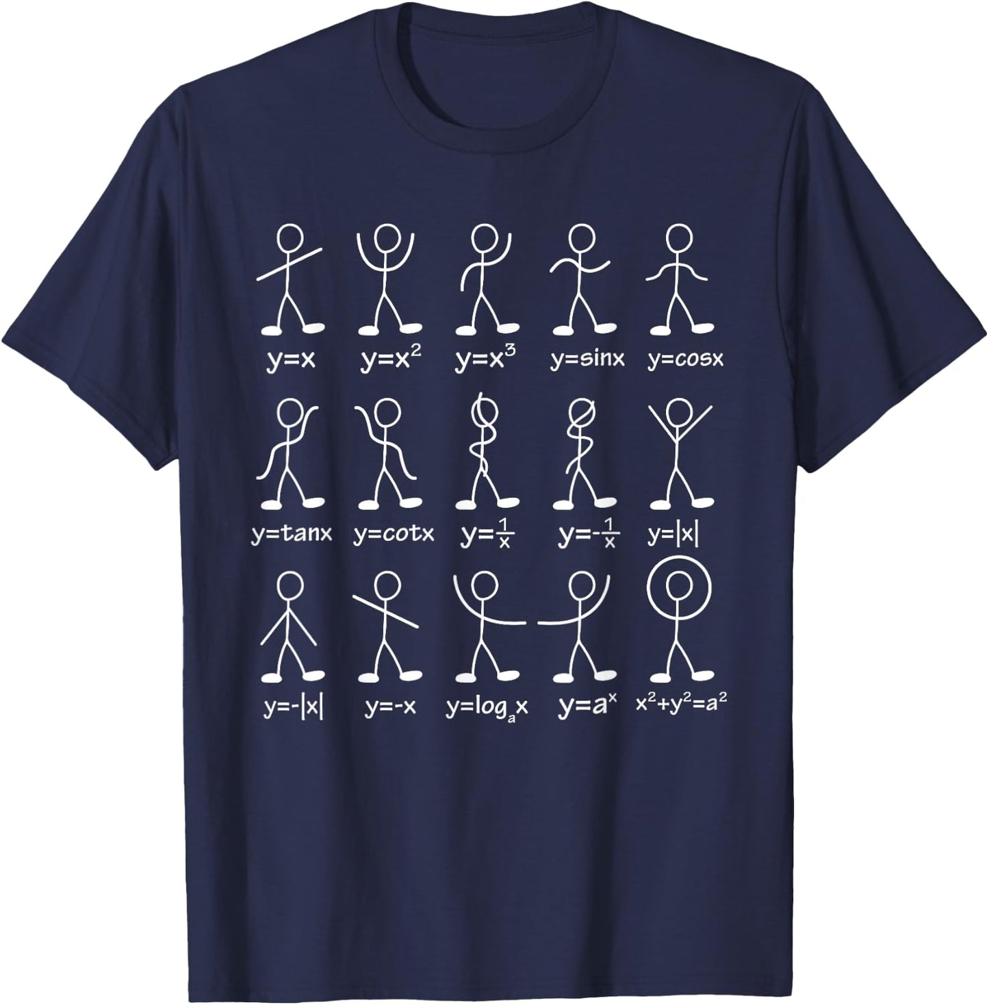 Math Stick Dance Figures Algebra Math Equation Mathematician T-Shirt - T-Shirt | Navy