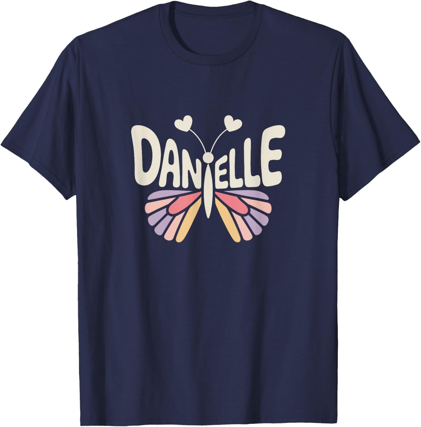 Danielle Butterfly - Personalized Cute Name Word Art T-Shirt - T-Shirt | Navy