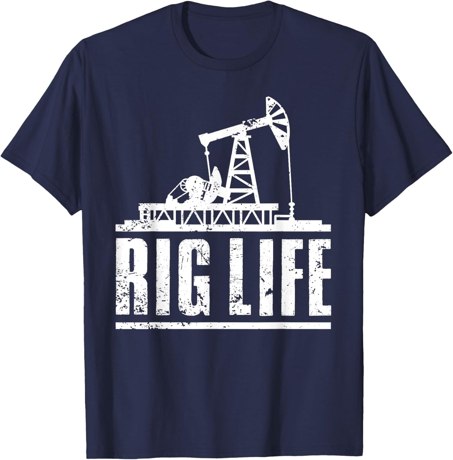Funny Oil Rig Art Men Dad Oil Field Roughneck Rig Operator T-Shirt - T-Shirt | Navy