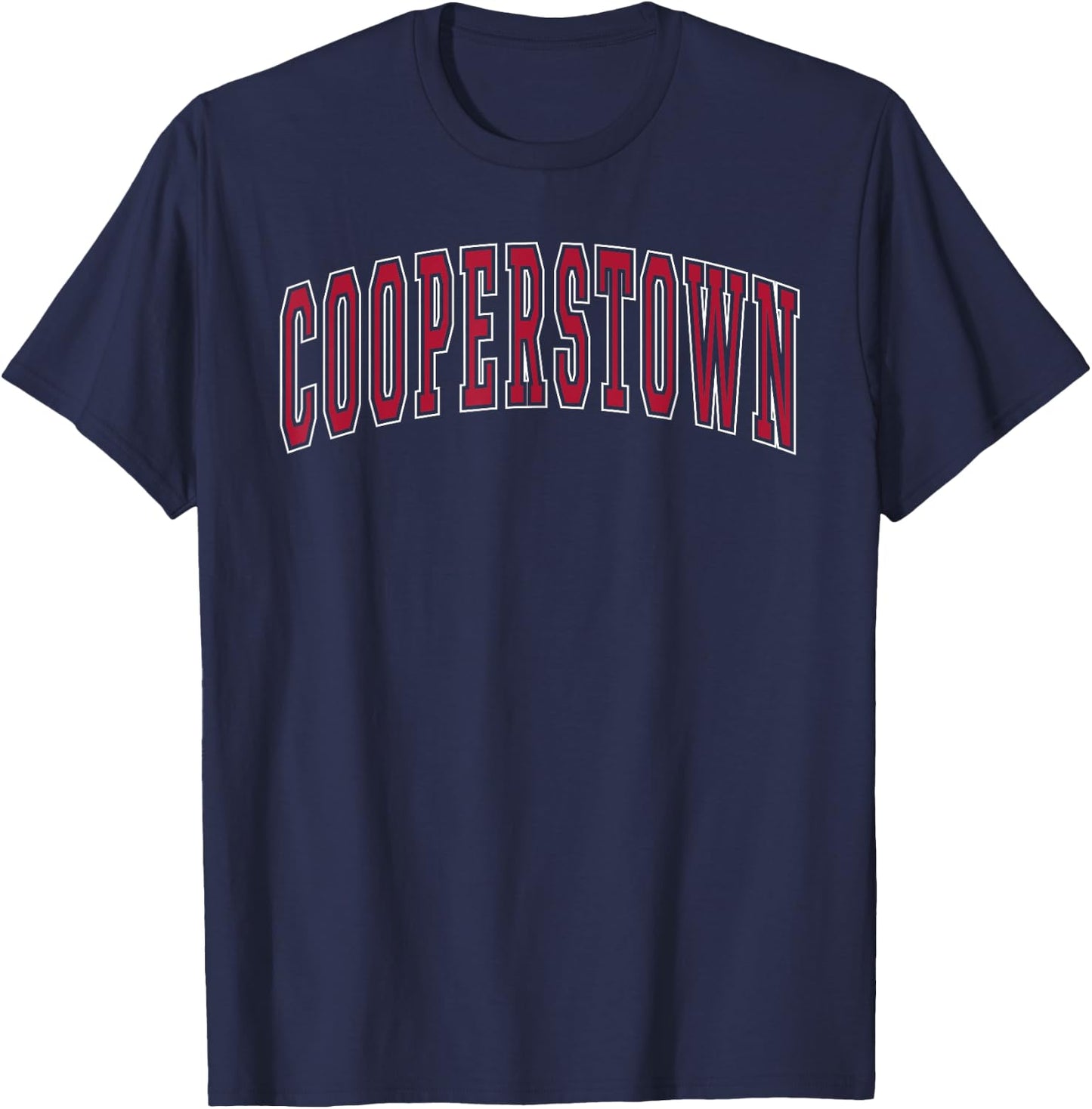 Cooperstown New York Souvenir College Style Red Text T-Shirt - T-Shirt | Navy