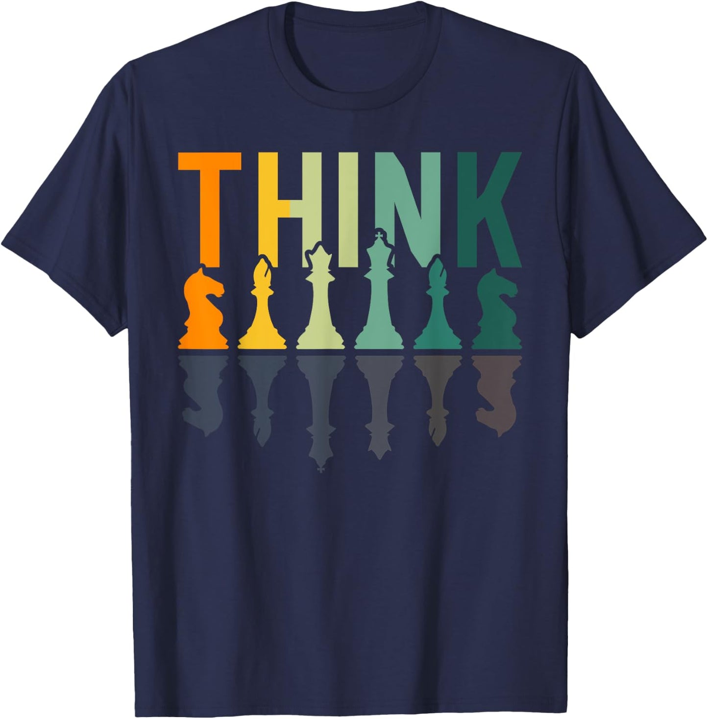 Think chessboard figures vintage chess player T-Shirt - T-Shirt | Navy