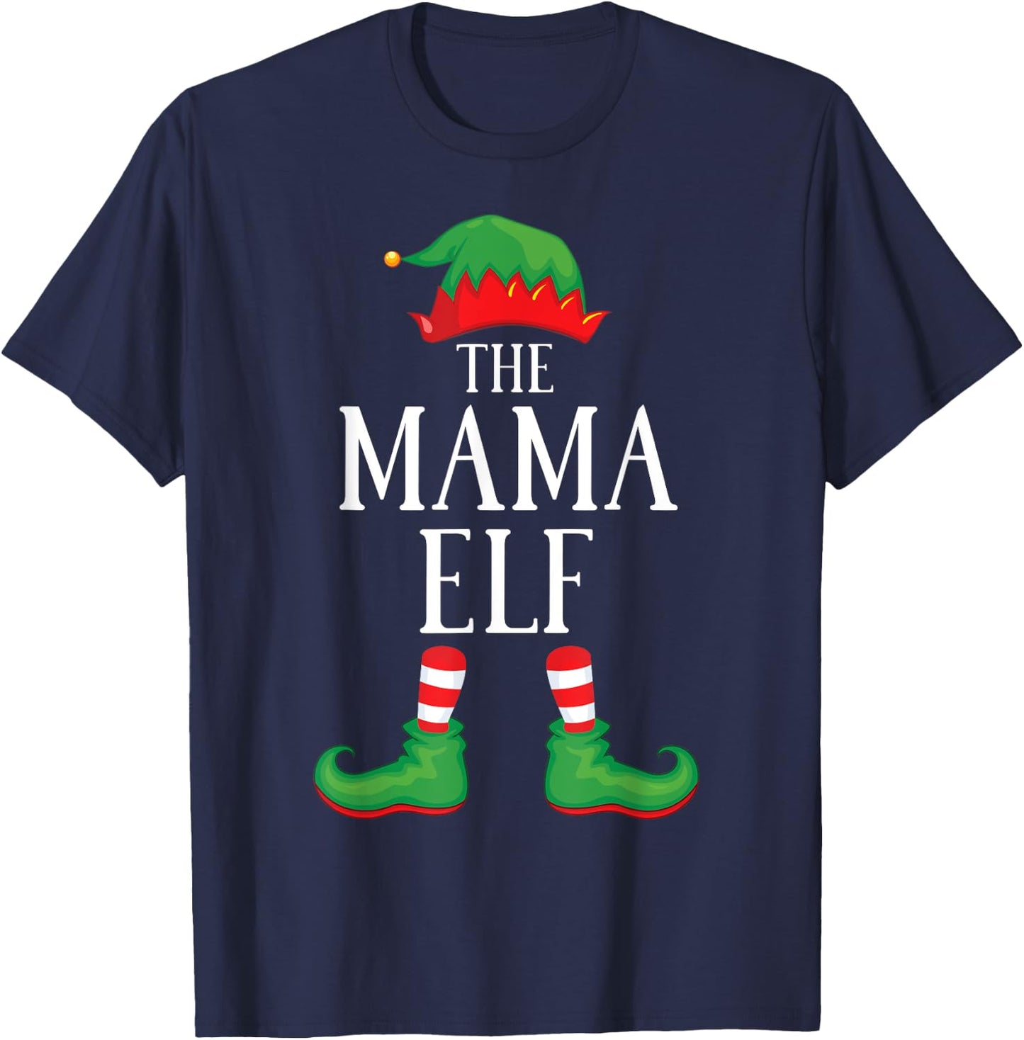 Mama Elf Matching Group Xmas Funny Family Christmas T-Shirt - T-Shirt | Navy