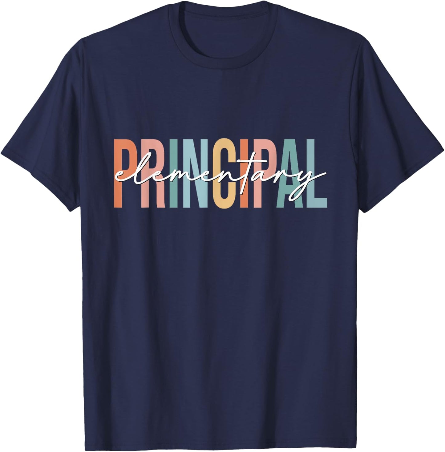 Boho Retro Vintage Elementary Principal Back To School T-Shirt - T-Shirt | Navy
