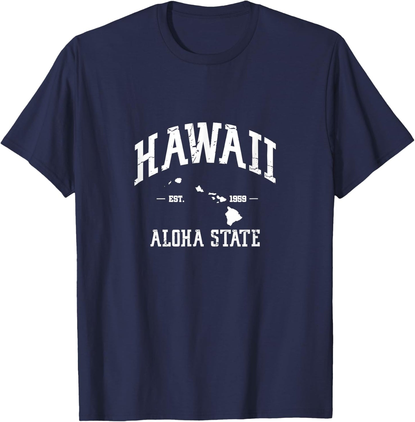 Hawaii Aloha State est 1959 Hawaiian Map Islands T-Shirt - T-Shirt | Navy