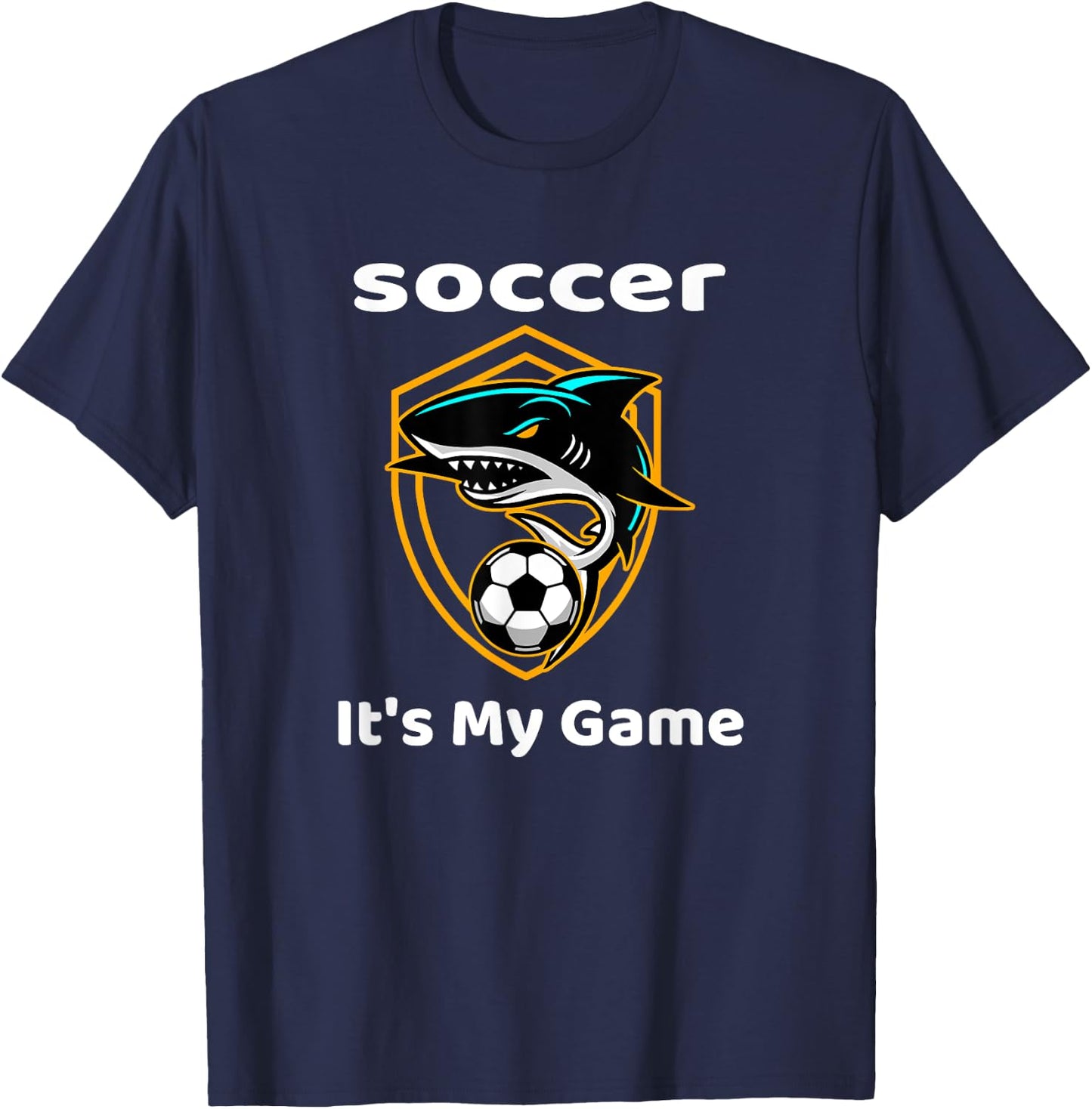 Soccer or Football Team Gift Funny Shark T-Shirt - T-Shirt | Navy