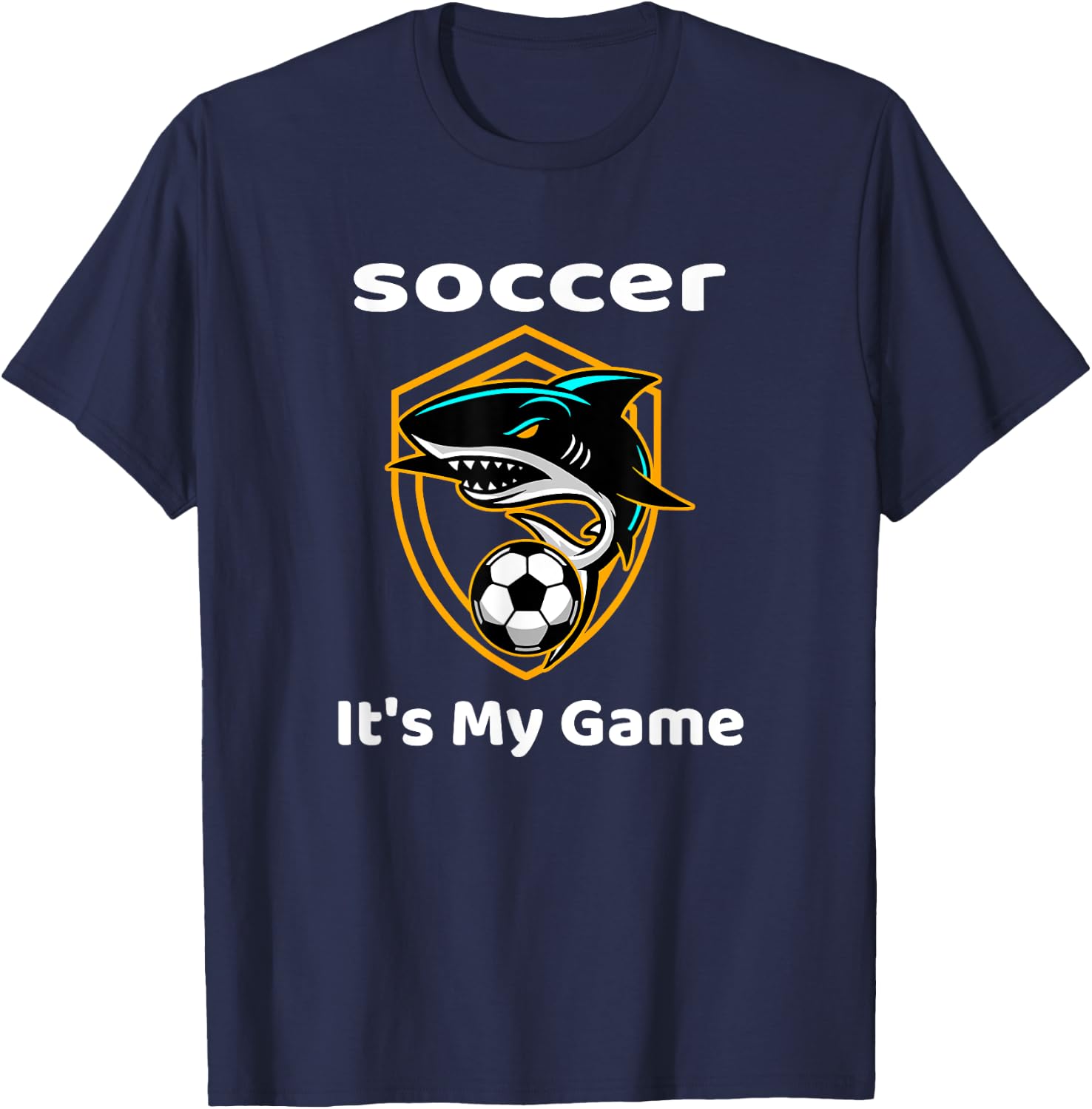 Soccer or Football Team Gift Funny Shark T-Shirt - T-Shirt | Navy