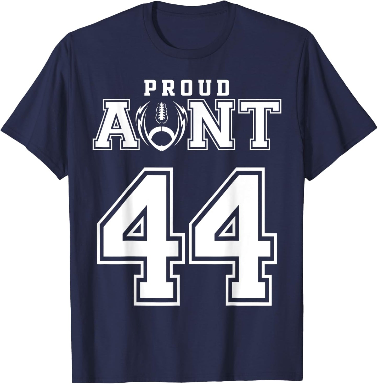 Custom Proud Football Aunt Number 44 Personalized T-Shirt - T-Shirt | Navy
