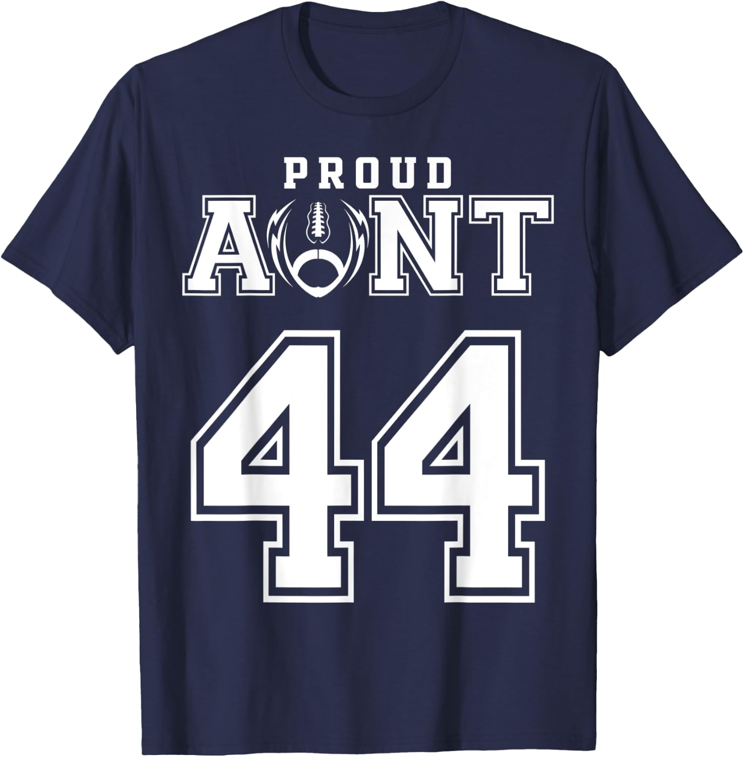 Custom Proud Football Aunt Number 44 Personalized T-Shirt - T-Shirt | Navy