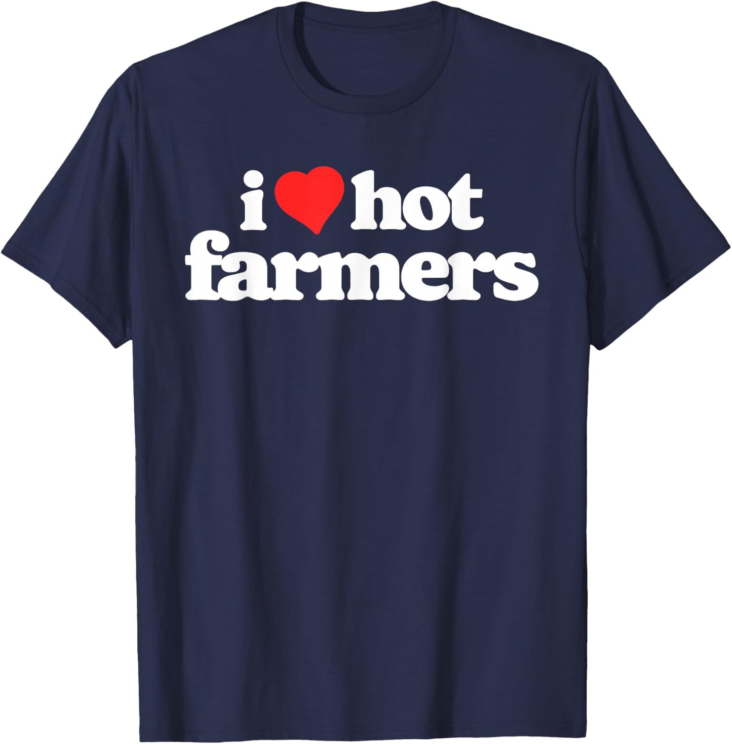 I Love Hot Farmers Funny 80s Vintage Heart T-Shirt - T-Shirt | Navy