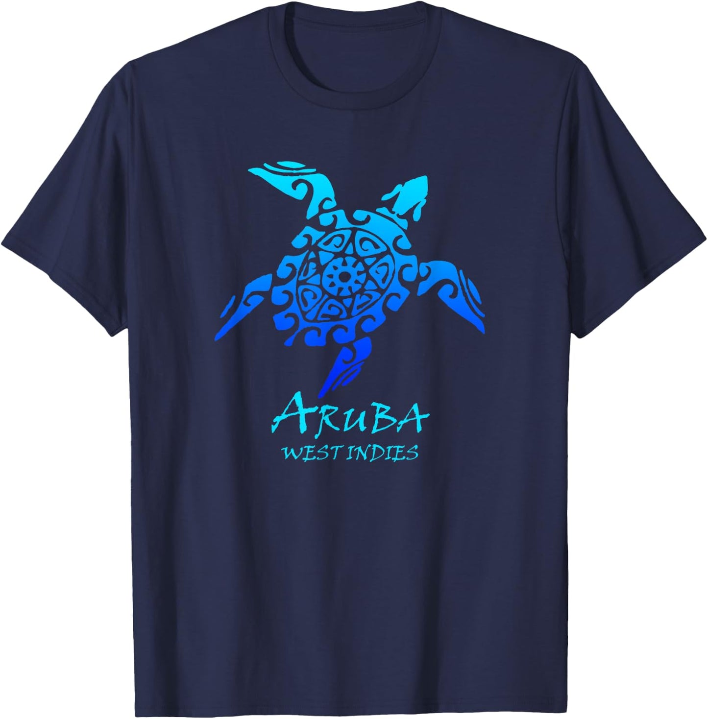 Aruba, West Indies Vintage Retro Tribal Turtle Vacation T-Shirt - T-Shirt | Navy