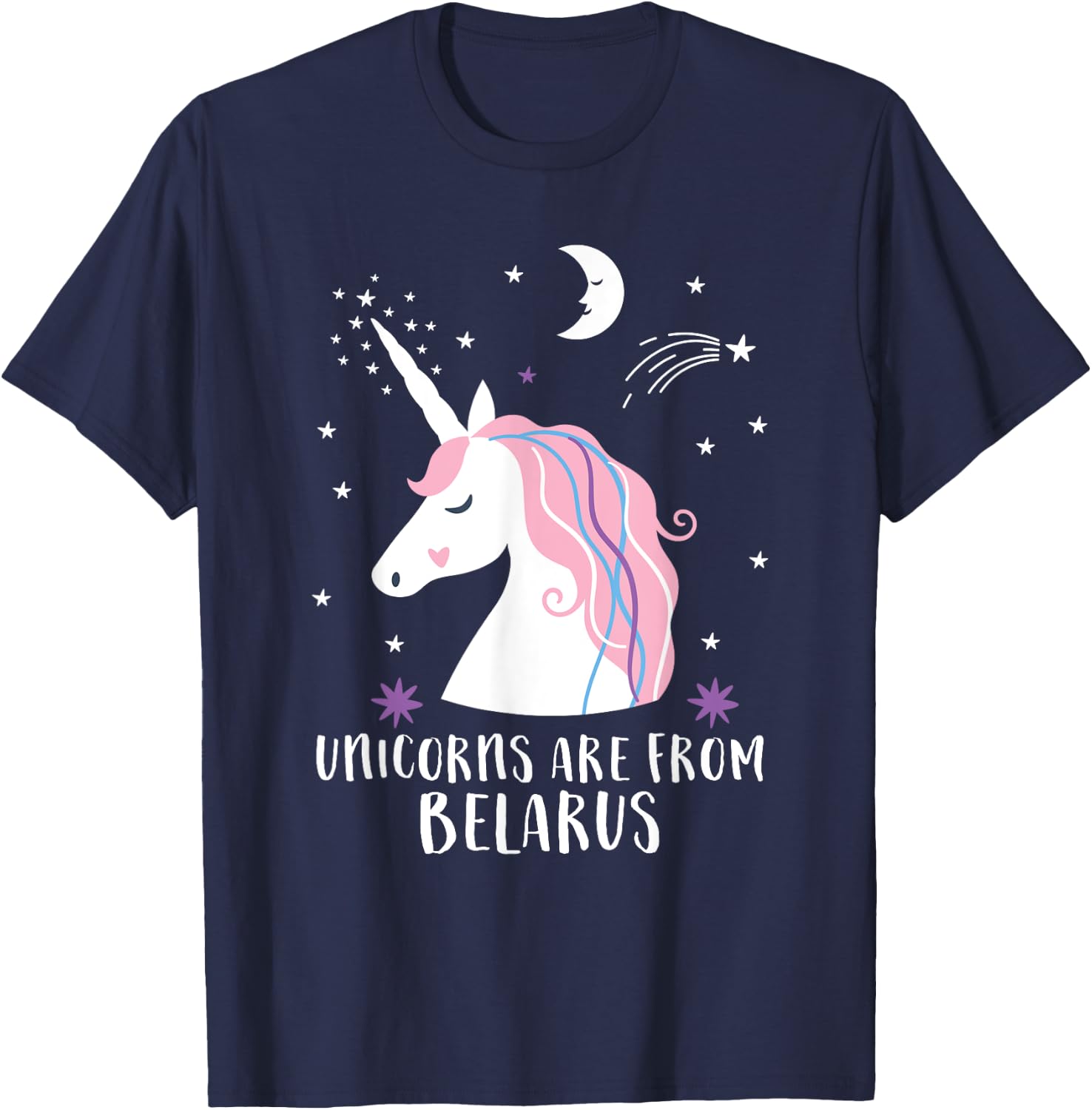 Unicorns Are From Belarus Funny Home Country Pride T-Shirt - T-Shirt | Navy