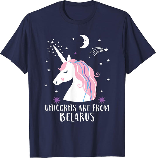 Unicorns Are From Belarus Funny Home Country Pride T-Shirt - T-Shirt | Navy