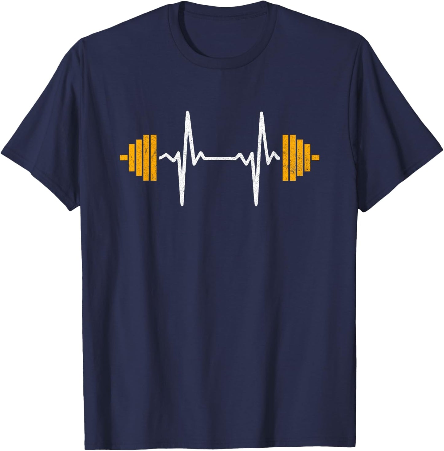 Barbell Weightlifting Heartbeat Shirt - Bodybuilding T-Shirt - T-Shirt | Navy