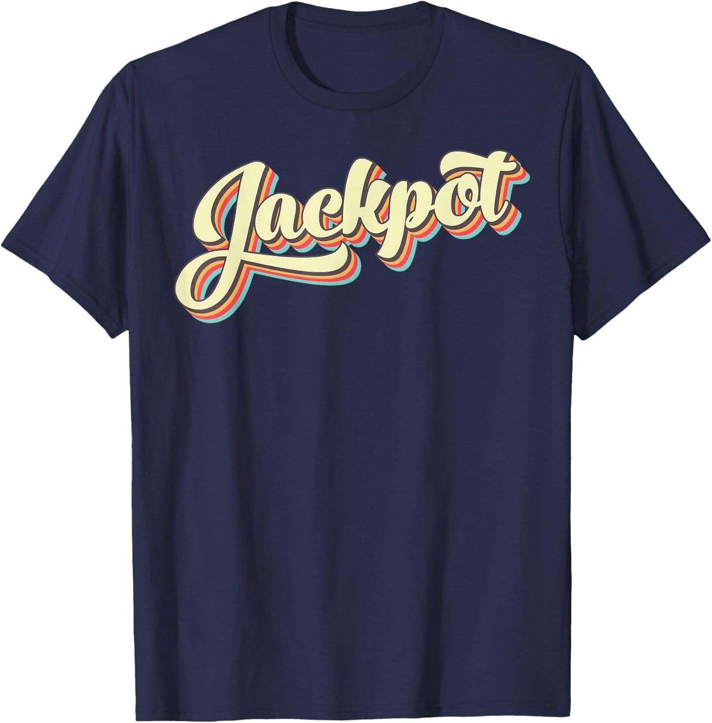 Jackpot Retro Art Baseball Font Vintage T-Shirt - T-Shirt | Navy