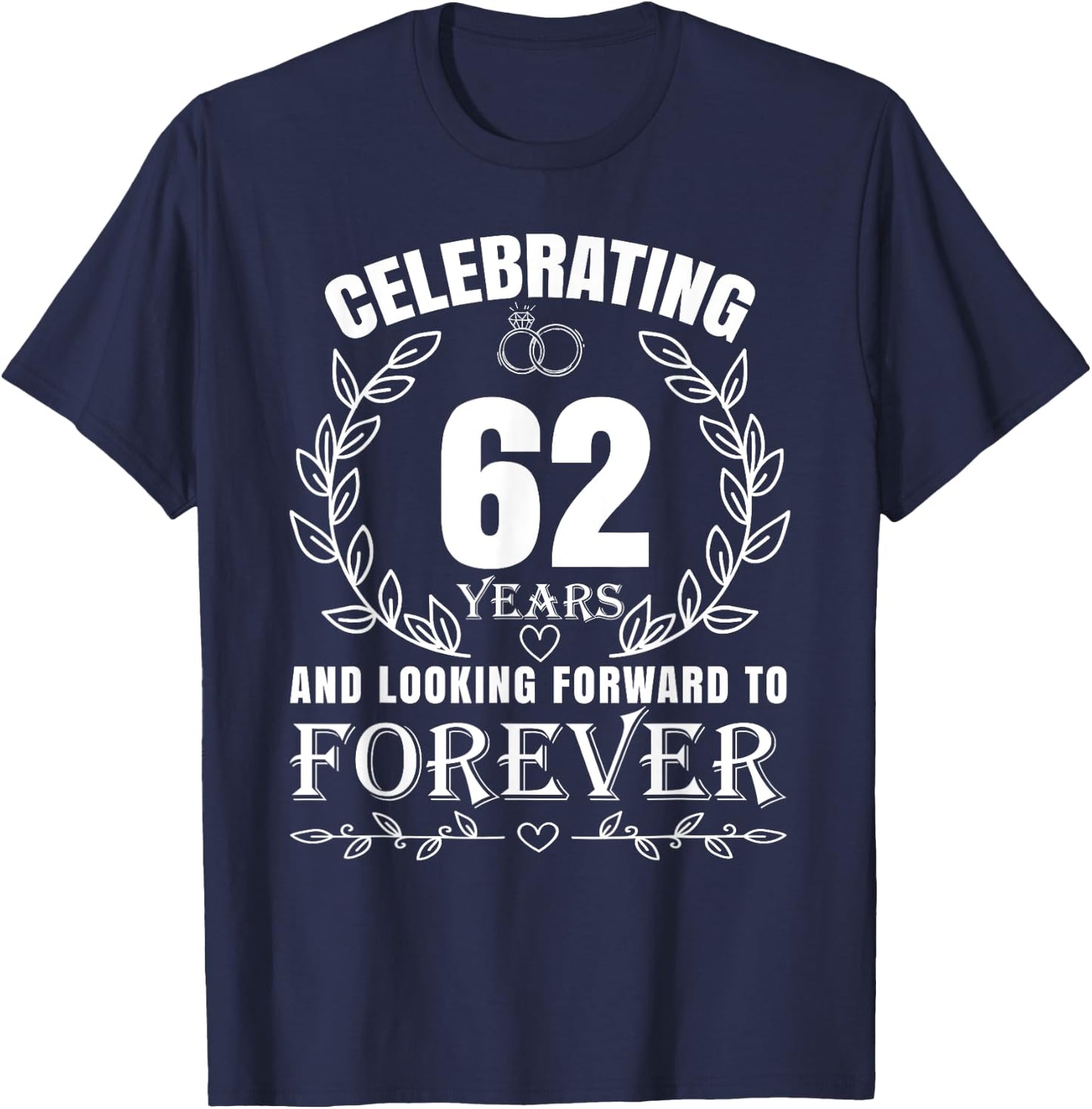 Cute 62nd Wedding Anniversary for Couples Married 62 year T-Shirt - T-Shirt | Navy