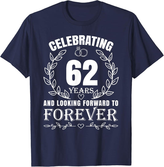 Cute 62nd Wedding Anniversary for Couples Married 62 year T-Shirt - T-Shirt | Navy