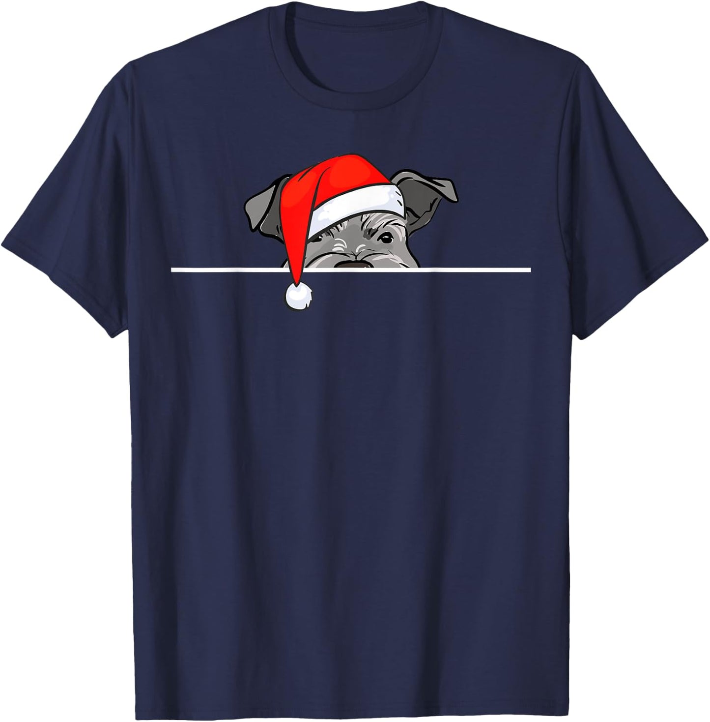 Miniature Schnauzer Dog Christmas T-Shirt - T-Shirt | Navy