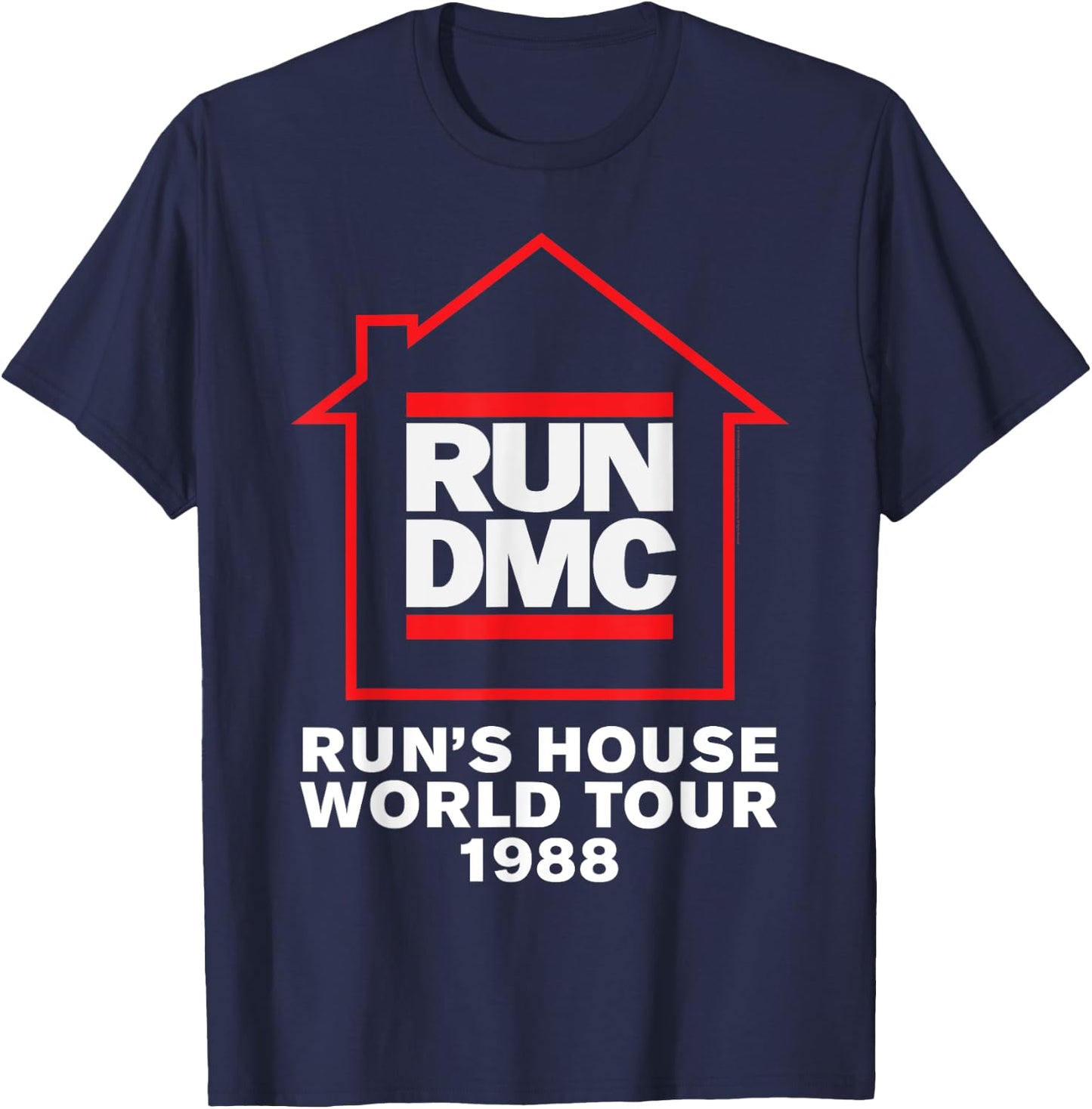 Run DMC Official Run's House World Tour 1988 T-Shirt - T-Shirt | Navy