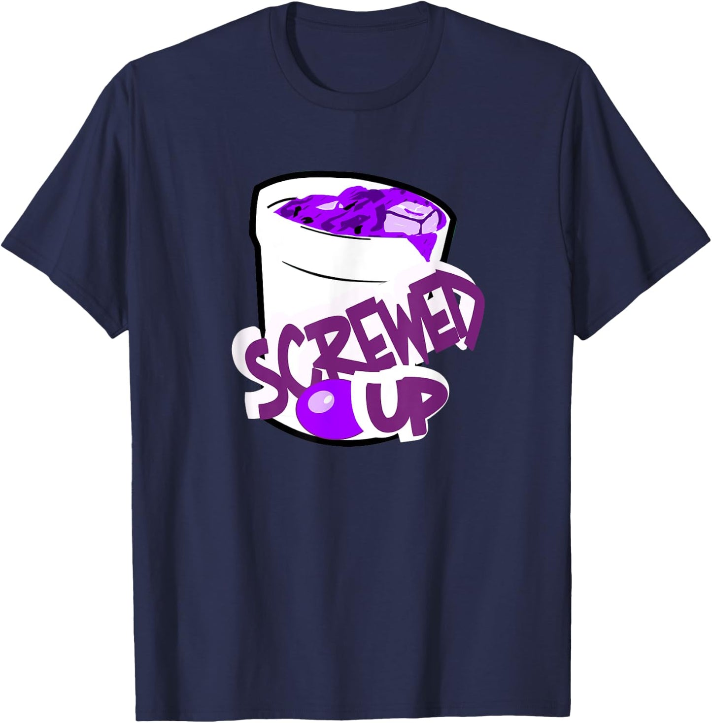 Codeine Sizzurp Screwed Up Lean Cough Syrup Promethazine T-Shirt - T-Shirt | Navy