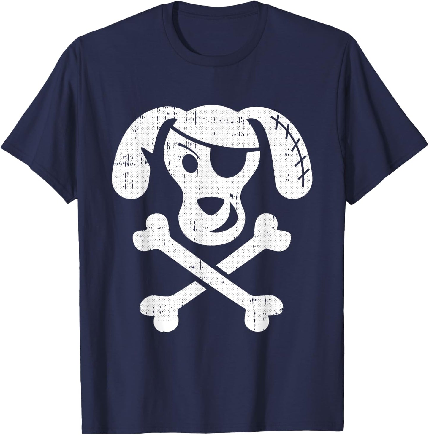 Dog Pirate Lazy Halloween Costume Puppy Skull Cross-bones Women Kids T-Shirt - T-Shirt | Navy