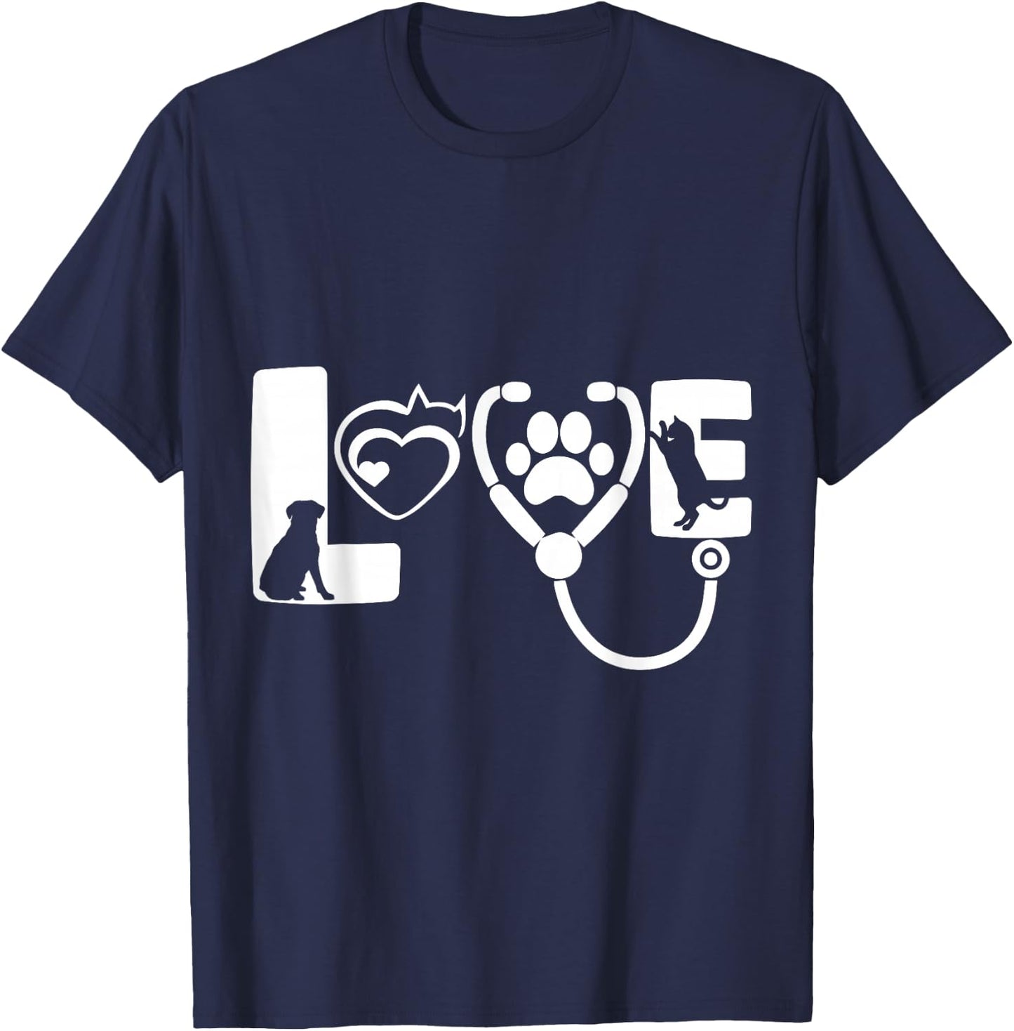 Love Animals Veterinarian T-Shirt - T-Shirt | Navy