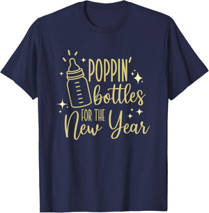 Poppin Bottles For The New Year, Midwife New Year's Eve T-Shirt - T-Shirt | Navy