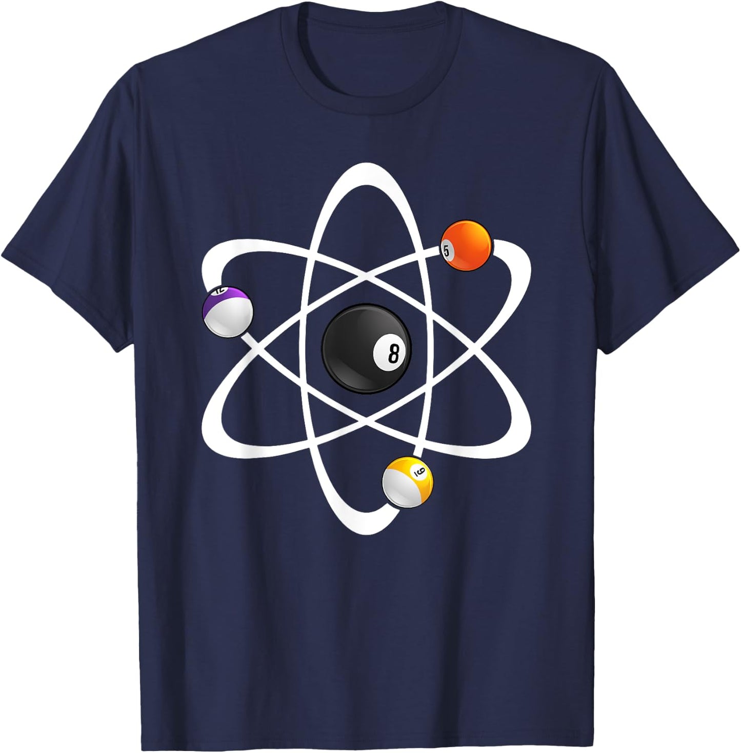 Funny Billiard Designs Women Science Lover Atom Ball T-Shirt - T-Shirt | Navy