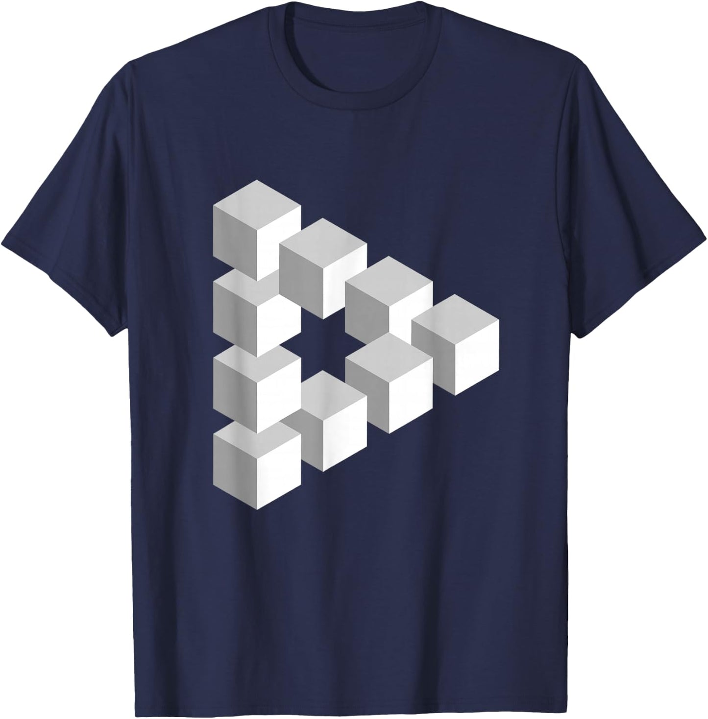 Optical Illusion Penrose Triangle T-Shirt - T-Shirt | Navy