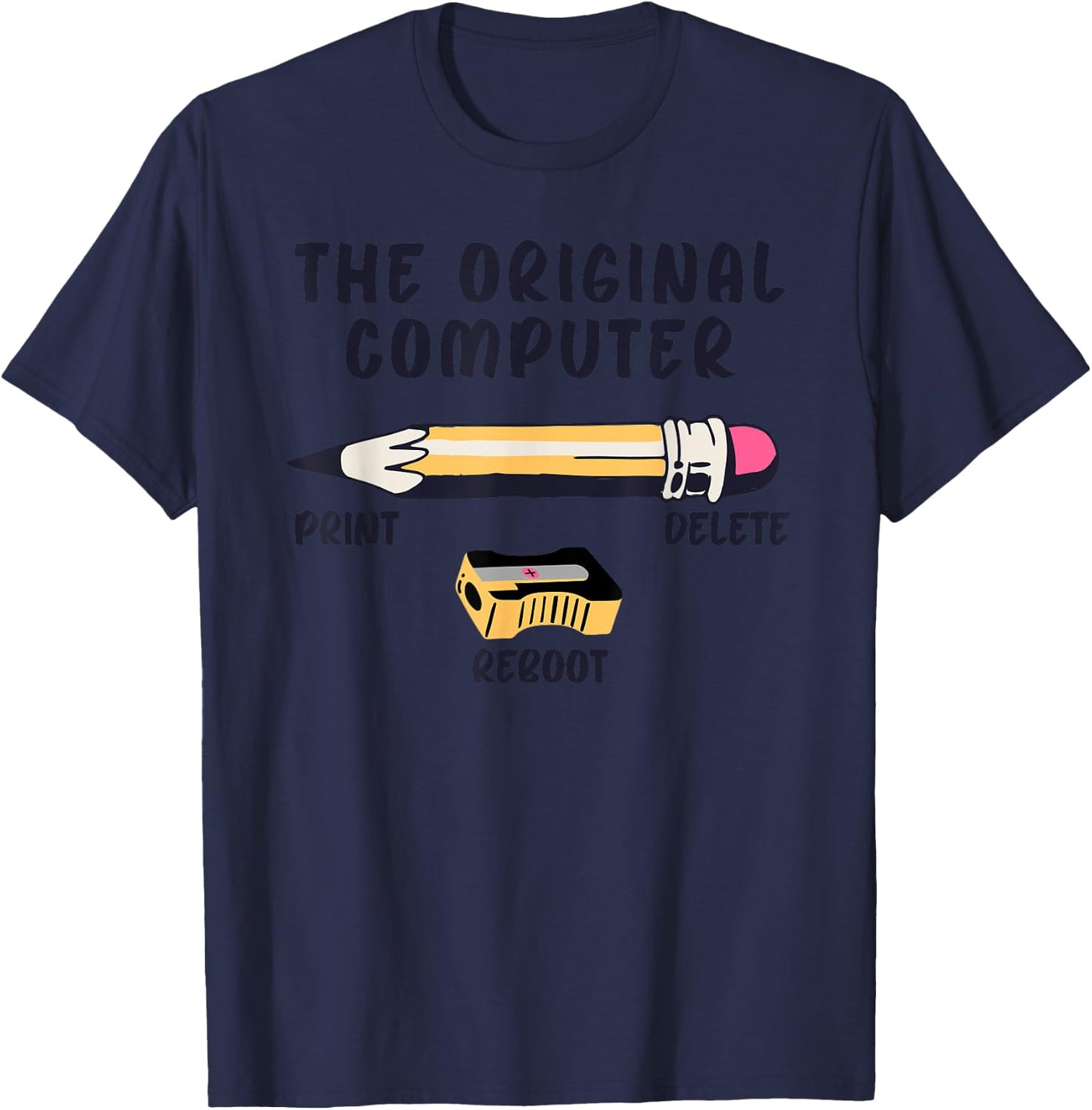 The Original Computer Sarcastic Funny IT Tech Print Delete T-Shirt - T-Shirt | Navy
