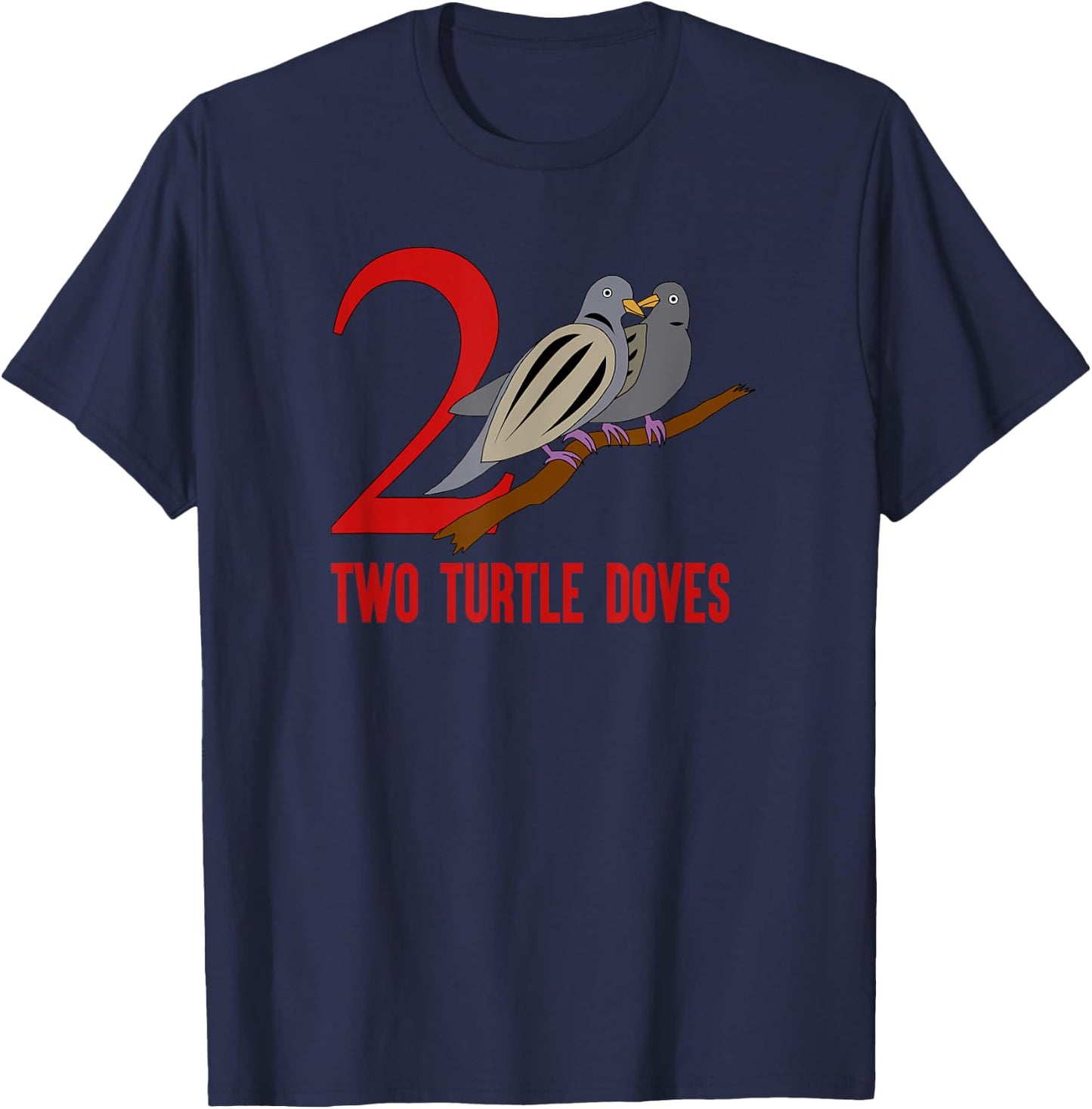 Two Turtle Doves Song 12 Days Christmas T-Shirt - T-Shirt | Navy