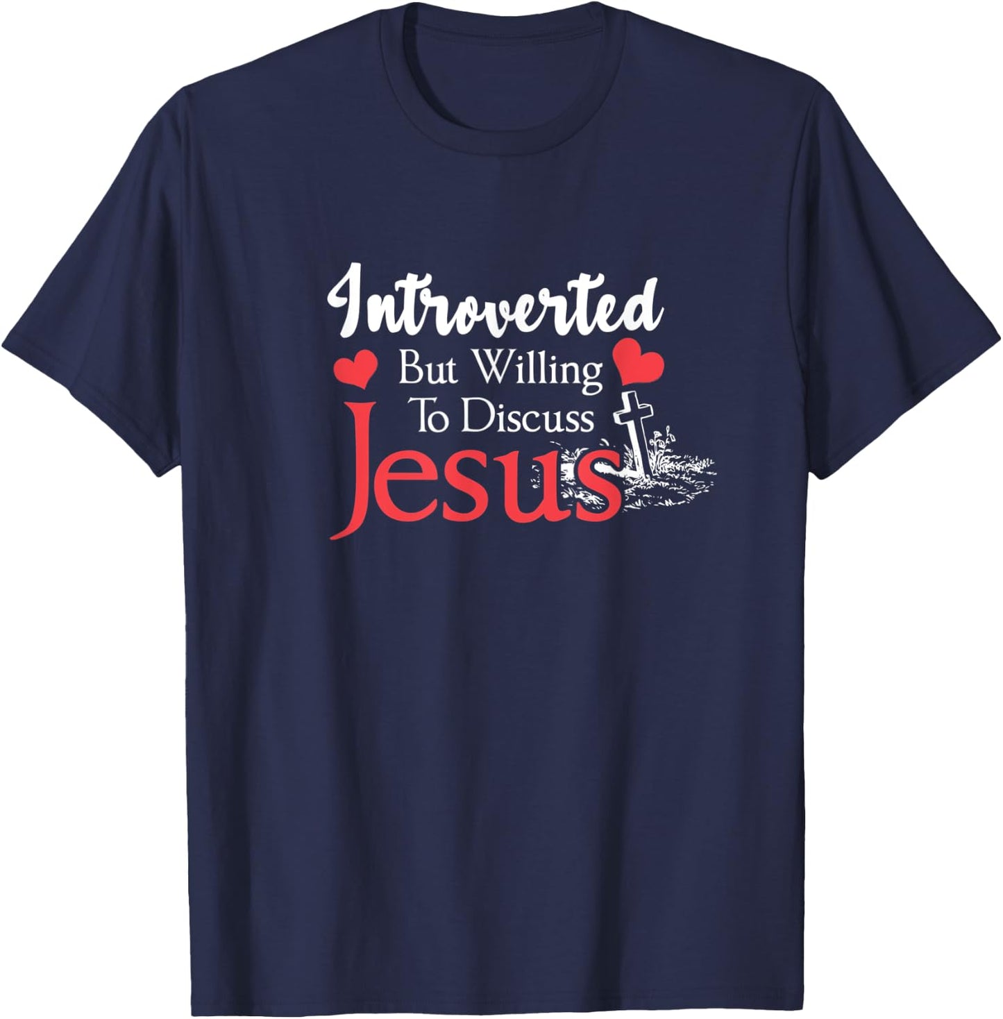 Introverted But Willing To Discuss Jesus Introvert vintage T-Shirt - T-Shirt | Navy