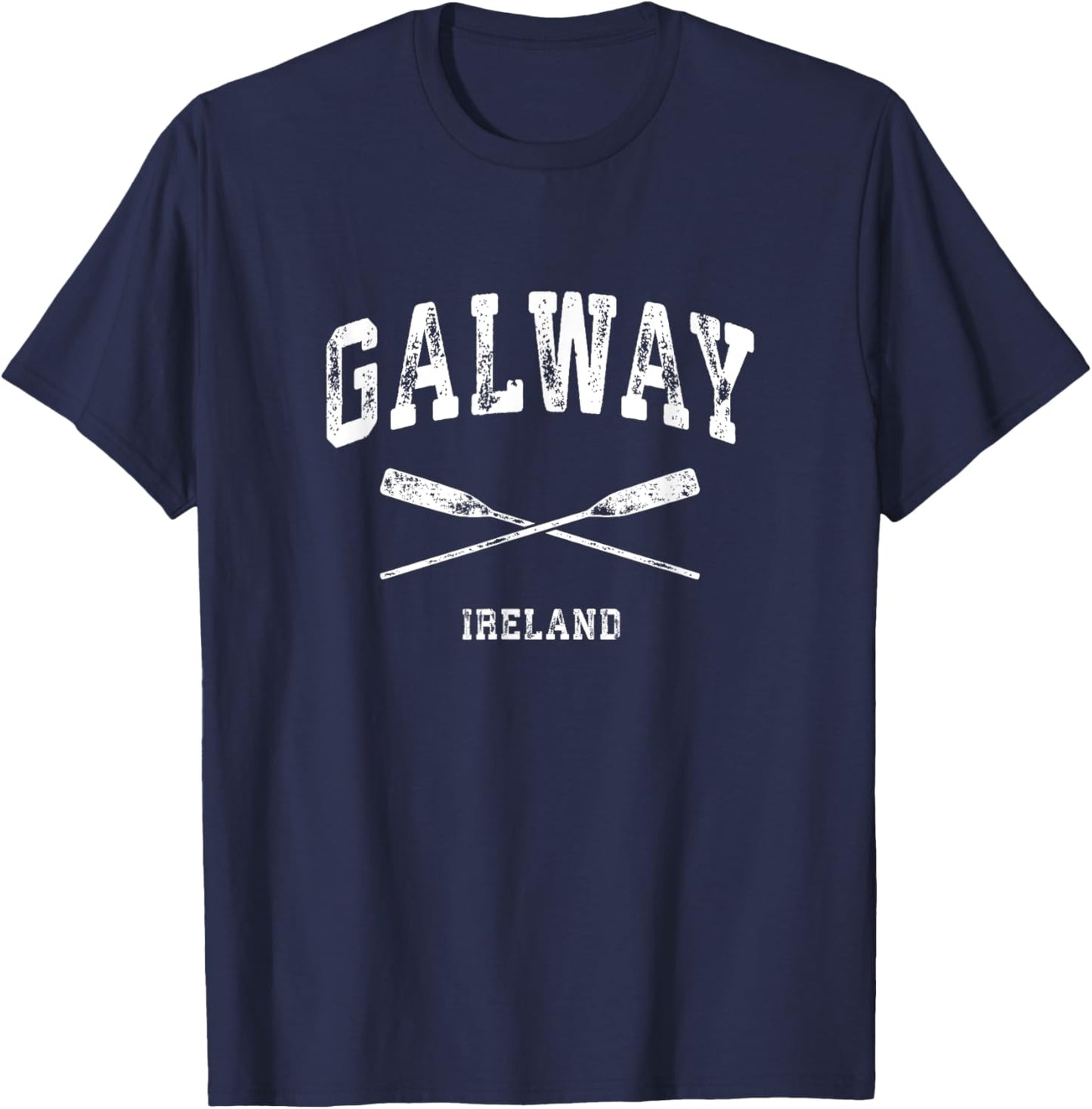 Galway Ireland Vintage Nautical Crossed Oars T-Shirt - T-Shirt | Navy