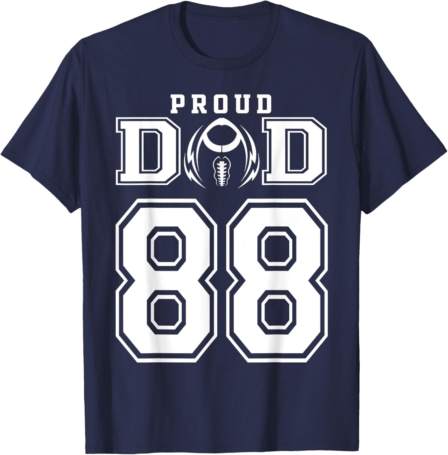 Custom Proud Football Dad Number 88 Personalized T-Shirt - T-Shirt | Navy