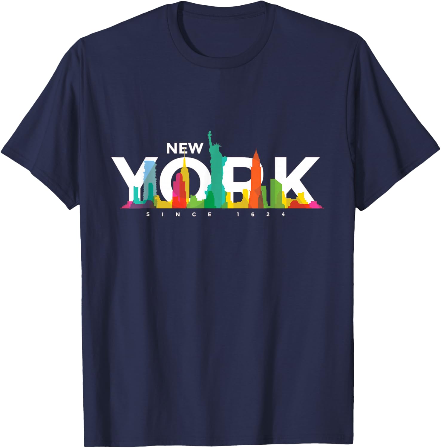 New York Skyline - NY NYC Statue of Liberty USA America T-Shirt - T-Shirt | Navy