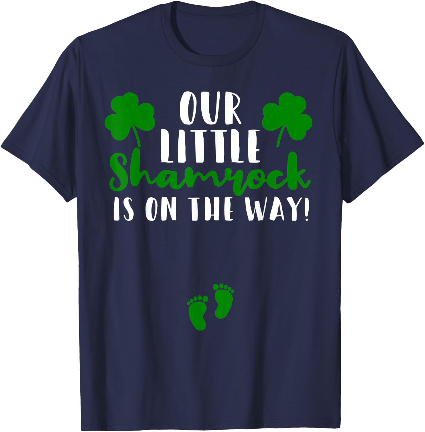 Matching Couple Pregnancy Announcement St Patricks Day T-Shirt - T-Shirt | Navy