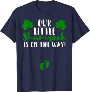 Matching Couple Pregnancy Announcement St Patricks Day T-Shirt - T-Shirt | Navy